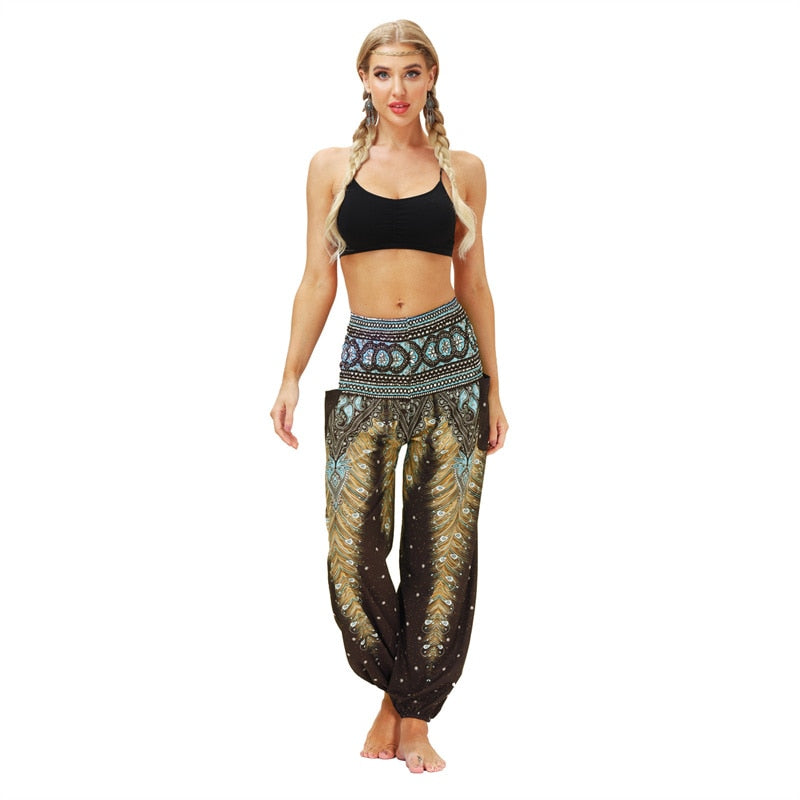 the YOGI - Boho Loose Yoga Pants High Waist Elasticity