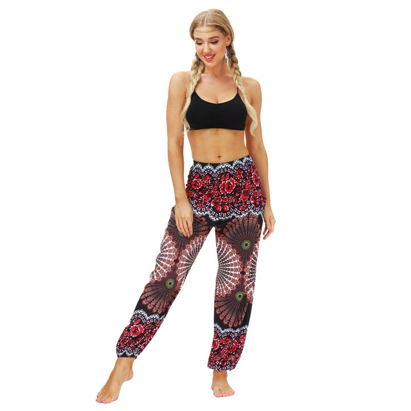 the YOGI - Boho Loose Yoga Pants High Waist Elasticity