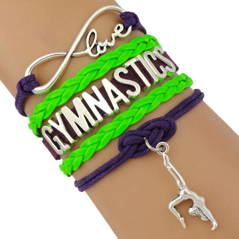 the GYM GIRL - Gymnastics Love Infinity Charm Bracelets