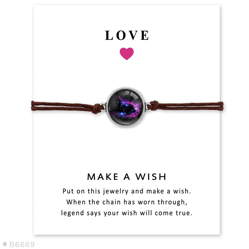 the WISH - Space Galaxy Universe Starry Nebula Card Bracelets