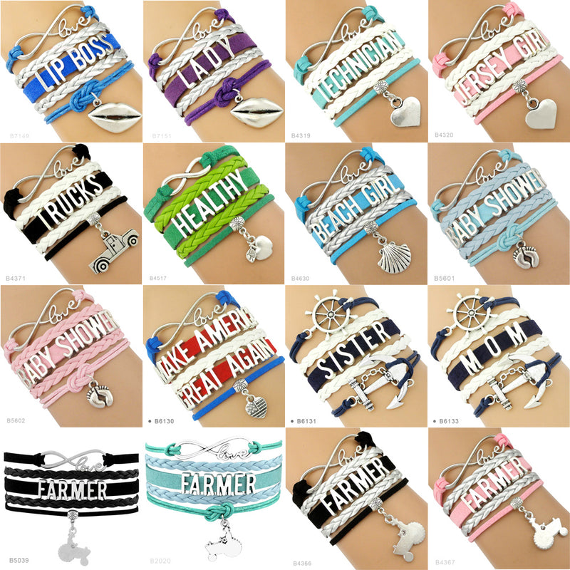 the GYM GIRL - Gymnastics Love Infinity Charm Bracelets