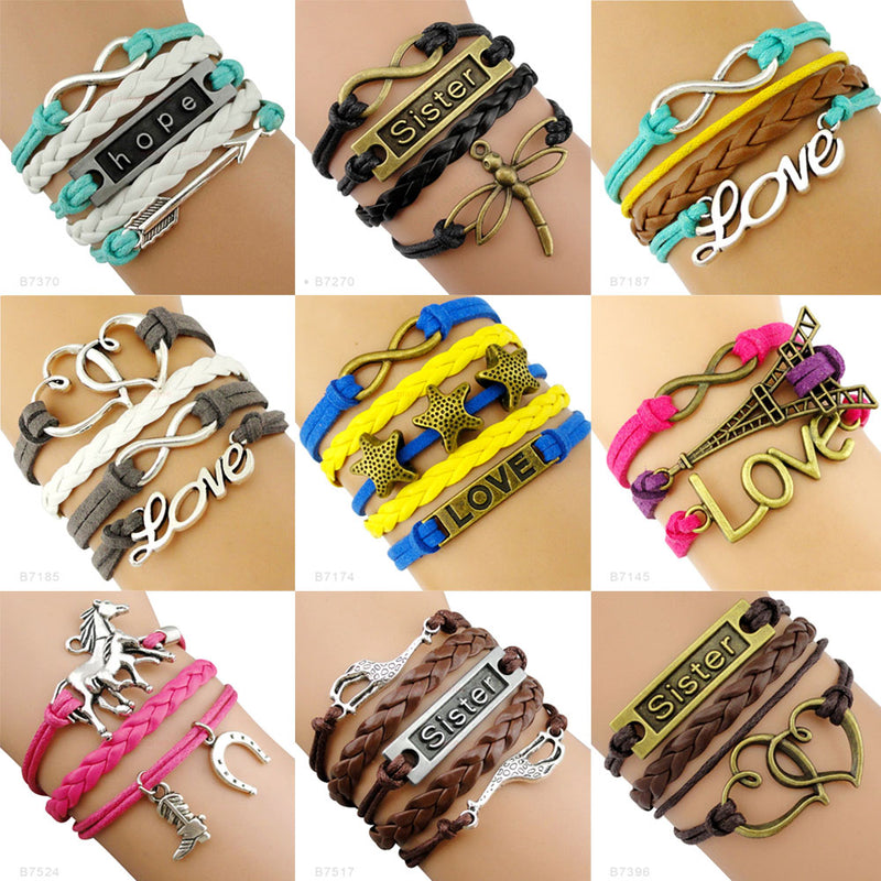 the GYM GIRL - Gymnastics Love Infinity Charm Bracelets