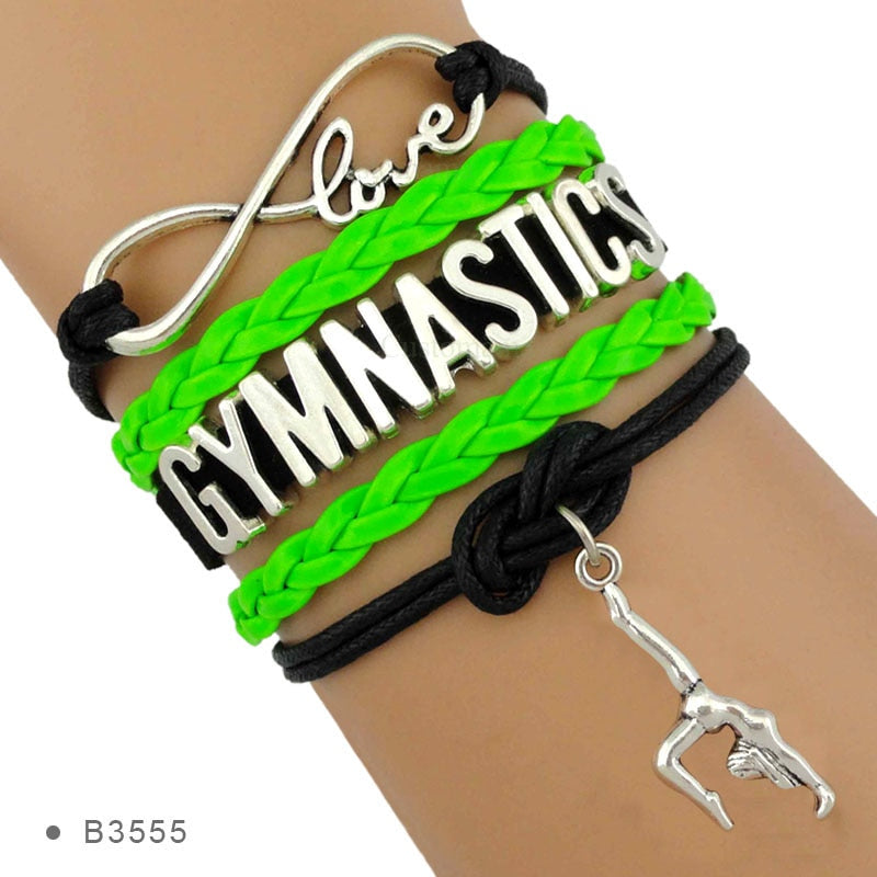 the GYM GIRL - Gymnastics Love Infinity Charm Bracelets