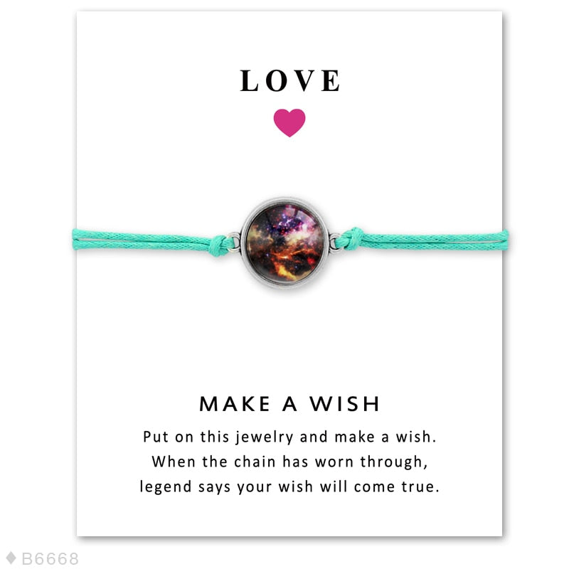 the WISH - Space Galaxy Universe Starry Nebula Card Bracelets