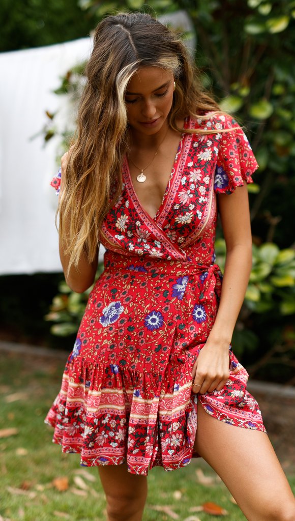 the PICNIC PAISLEY - Sleeve Floral Print Split Stylish Style Dress