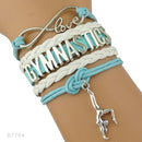 the GYM GIRL - Gymnastics Love Infinity Charm Bracelets