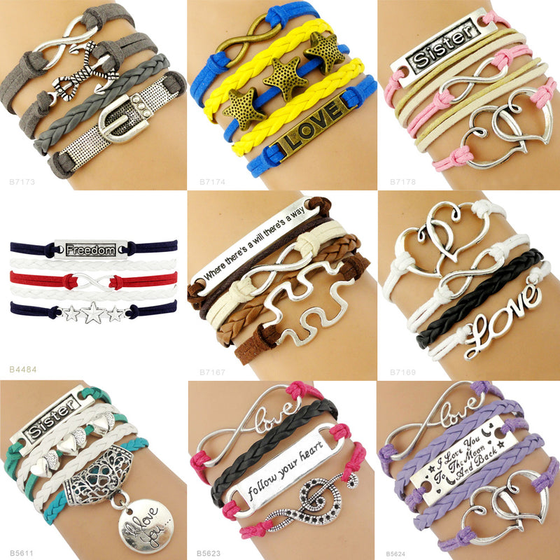 the GYM GIRL - Gymnastics Love Infinity Charm Bracelets