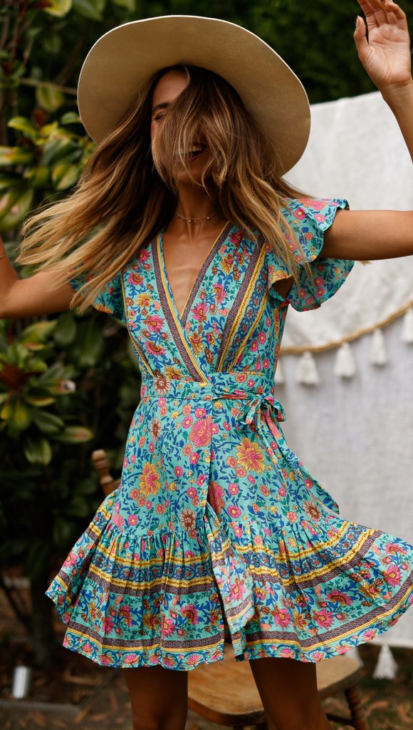 the PICNIC PAISLEY - Sleeve Floral Print Split Stylish Style Dress