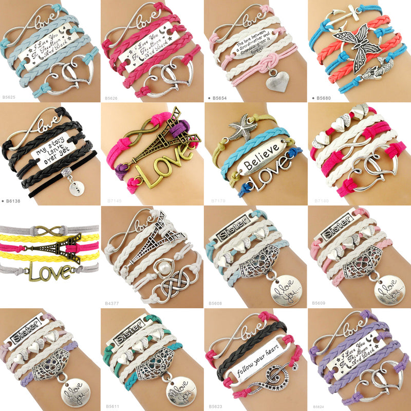 the GYM GIRL - Gymnastics Love Infinity Charm Bracelets