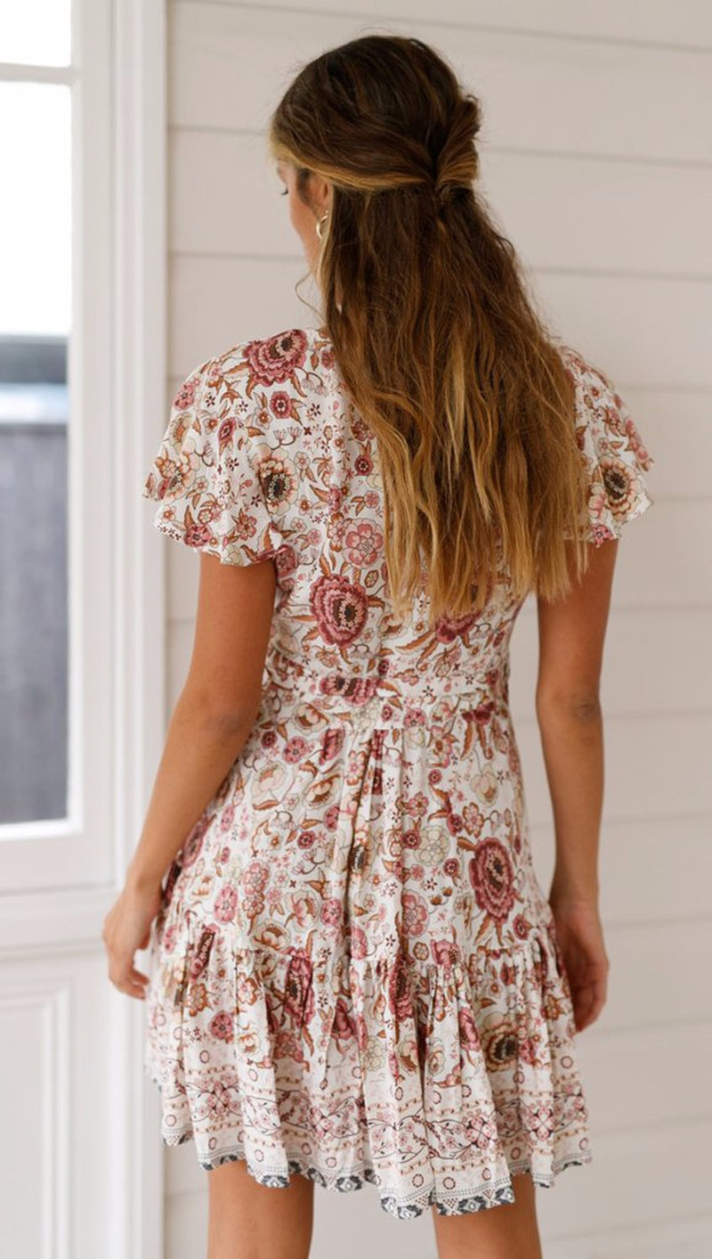 the PICNIC PAISLEY - Sleeve Floral Print Split Stylish Style Dress