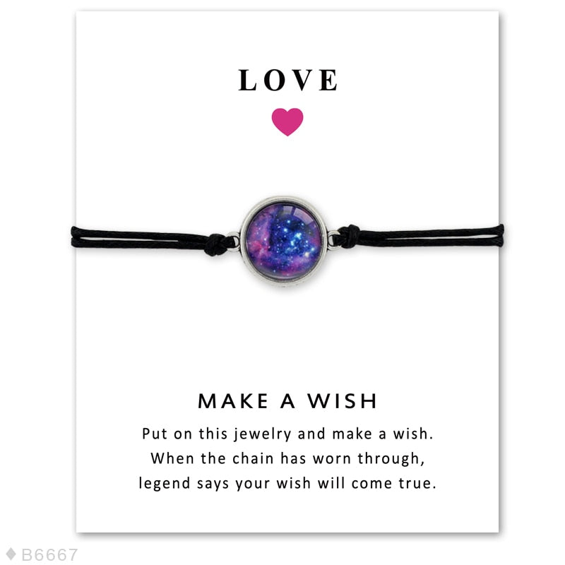 the WISH - Space Galaxy Universe Starry Nebula Card Bracelets