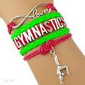 the GYM GIRL - Gymnastics Love Infinity Charm Bracelets