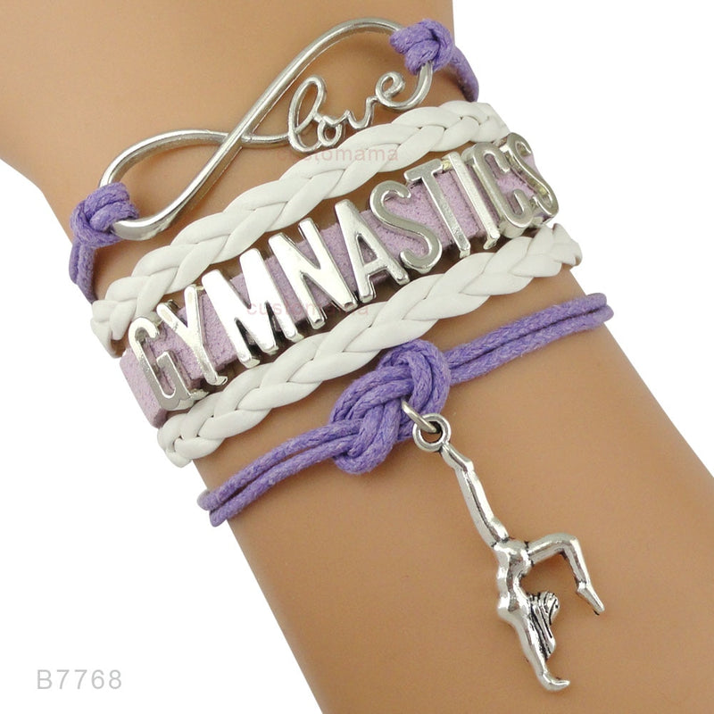 the GYM GIRL - Gymnastics Love Infinity Charm Bracelets