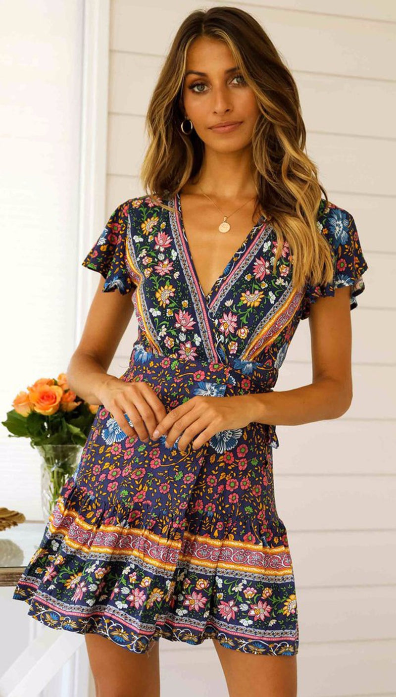 the PICNIC PAISLEY - Sleeve Floral Print Split Stylish Style Dress