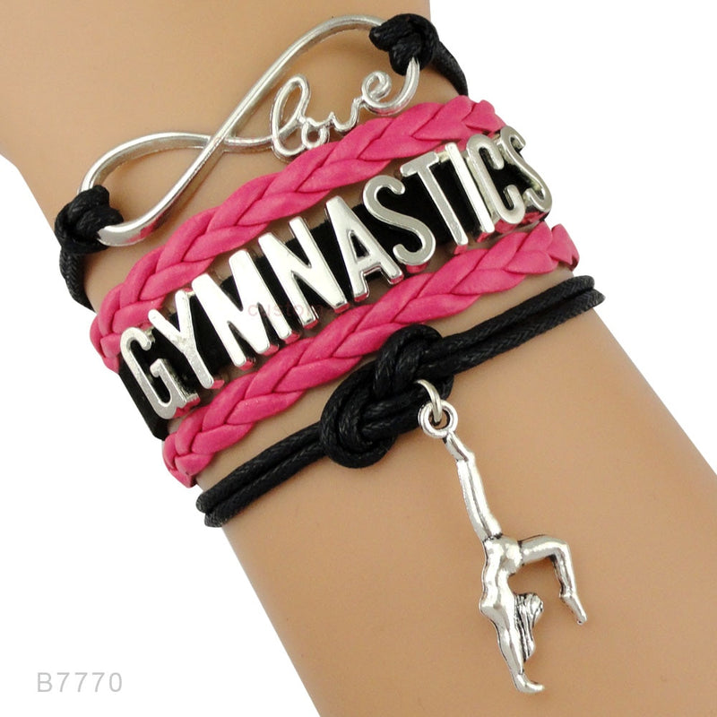 the GYM GIRL - Gymnastics Love Infinity Charm Bracelets