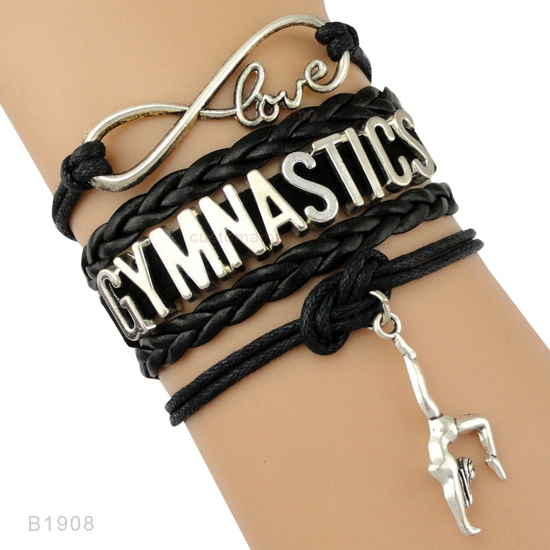 the GYM GIRL - Gymnastics Love Infinity Charm Bracelets