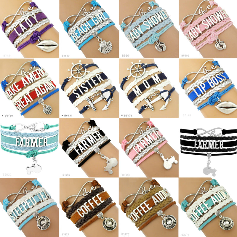 the GYM GIRL - Gymnastics Love Infinity Charm Bracelets