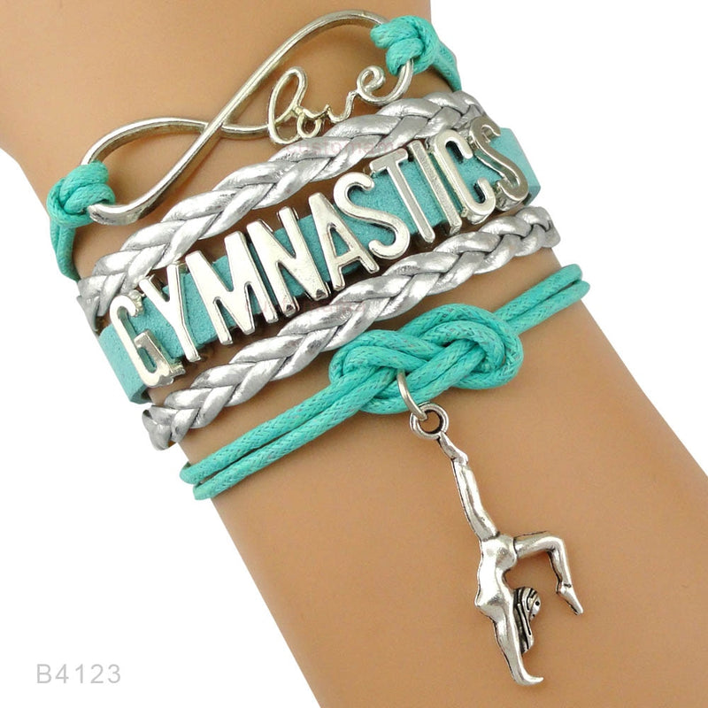 the GYM GIRL - Gymnastics Love Infinity Charm Bracelets