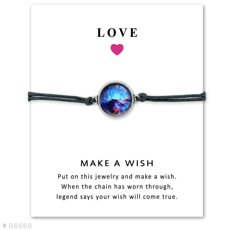 the WISH - Space Galaxy Universe Starry Nebula Card Bracelets