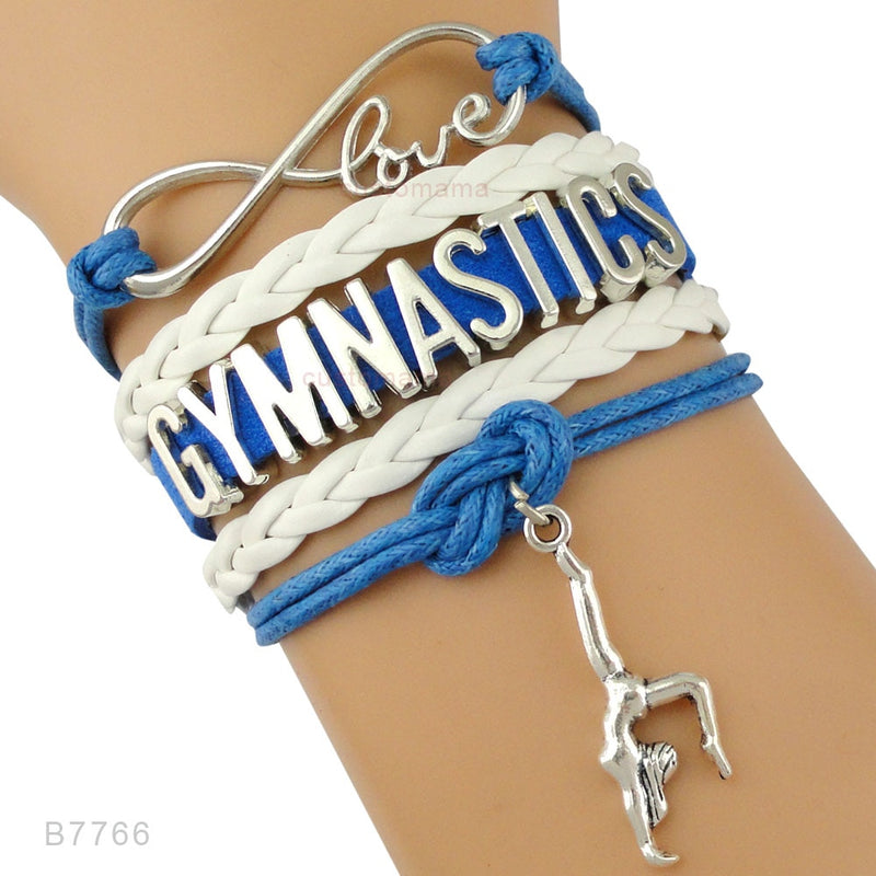 the GYM GIRL - Gymnastics Love Infinity Charm Bracelets