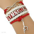 the GYM GIRL - Gymnastics Love Infinity Charm Bracelets