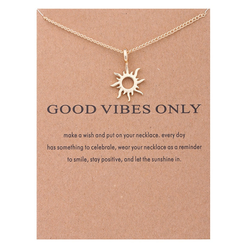 the MESSAGE - Sun Love Star Leaves Clover Luck Pendant Necklaces