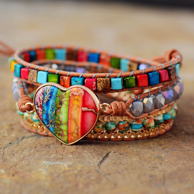 the GYPSY HEART - Romantic Spiritual Heart Leather Wrap Bracelets