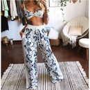 the BOHO BABE - 2 Piece Set Tracksuit Boho Print Sexy Sleeveless Crop Top