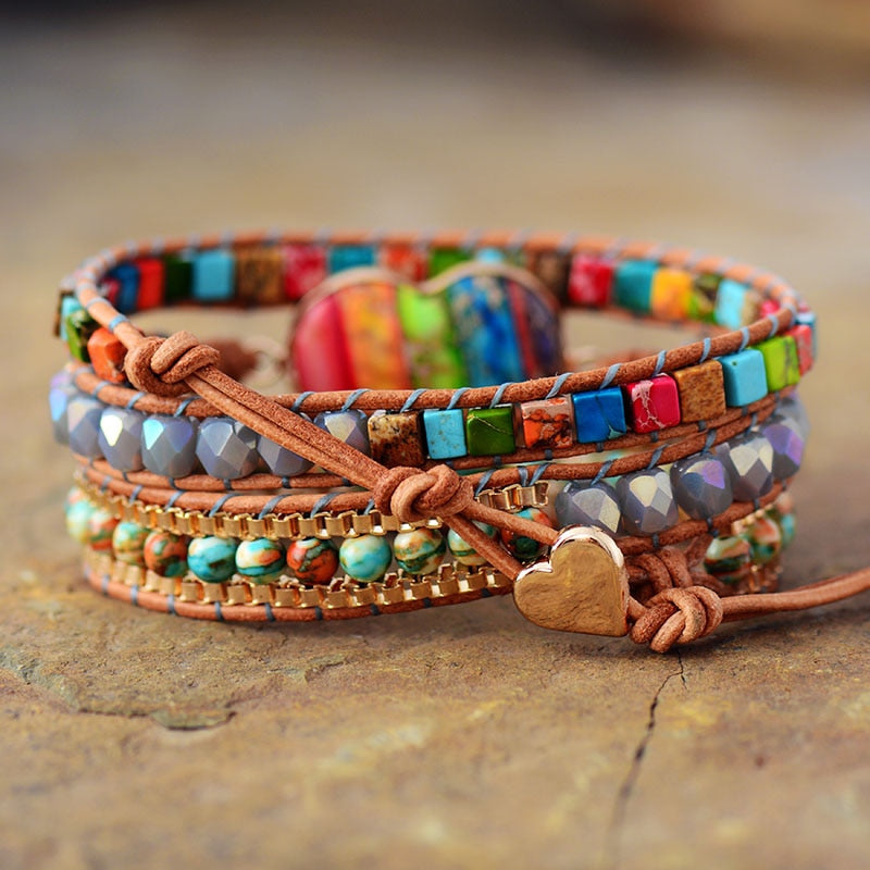 the GYPSY HEART - Romantic Spiritual Heart Leather Wrap Bracelets