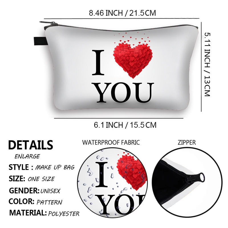 the LOVE BUG - Hearts Love You Printed Cosmetic Bag