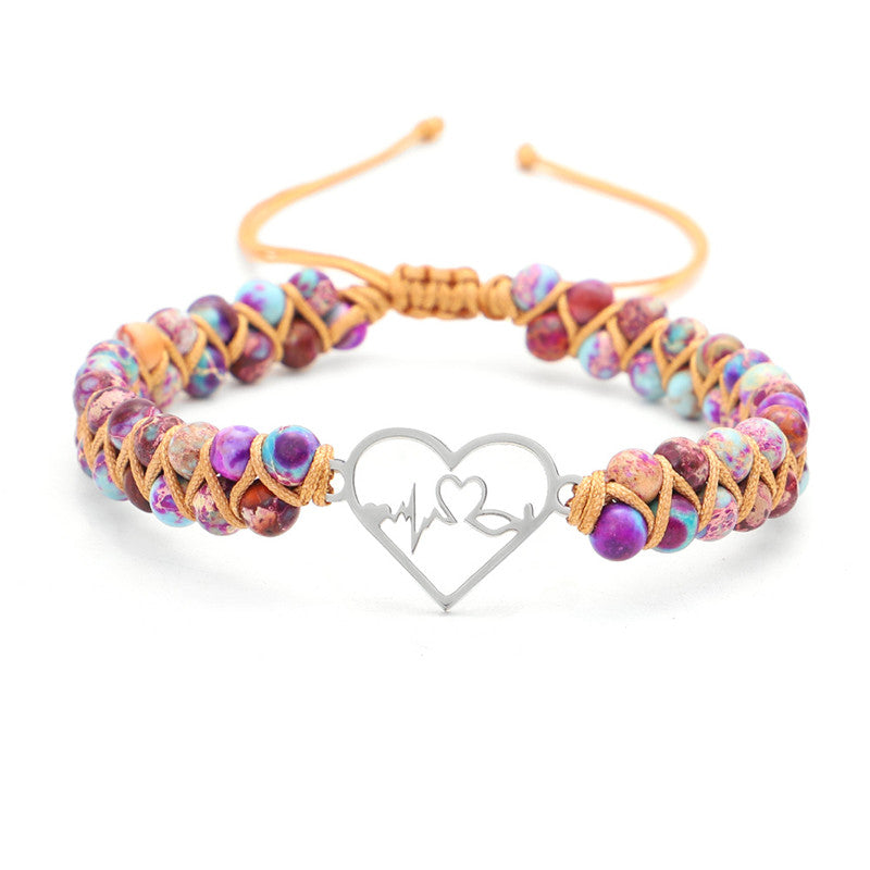 the LOVE FREQUENCY - Heartbeat Charm Stone Anxiety Bracelet