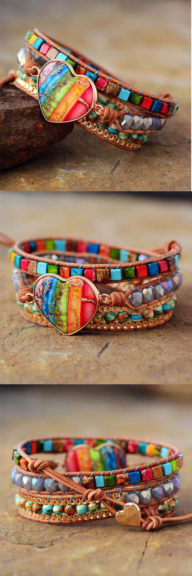 the GYPSY HEART - Romantic Spiritual Heart Leather Wrap Bracelets