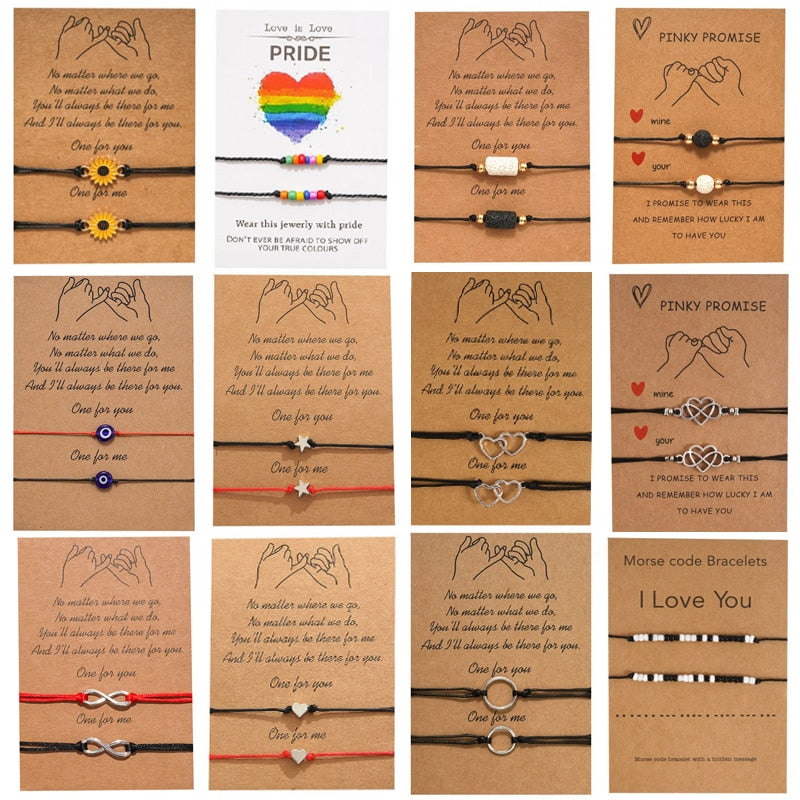 the MESSAGE - 2pcs/set Charm Couple Friendship Bracelet