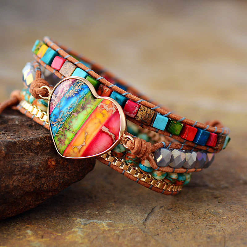 the GYPSY HEART - Romantic Spiritual Heart Leather Wrap Bracelets