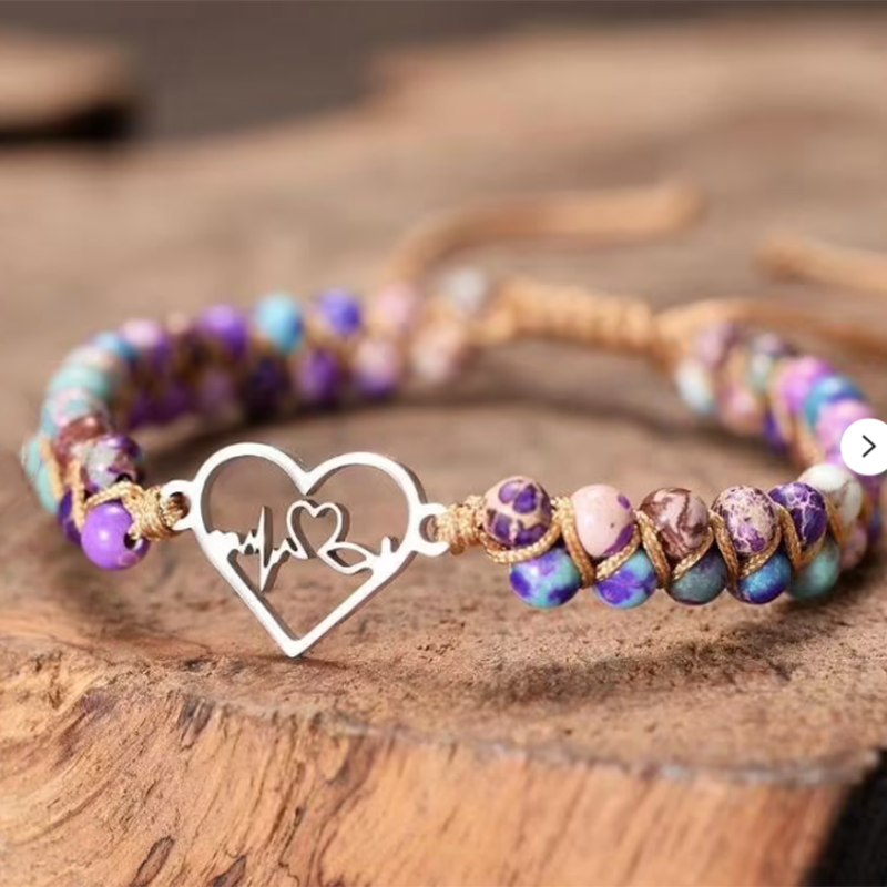 the LOVE FREQUENCY - Heartbeat Charm Stone Anxiety Bracelet