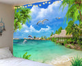 the FANTASY ISLAND - Beautiful Cave Waterfall Print Tapestry Beach Landscape Wall Hippie