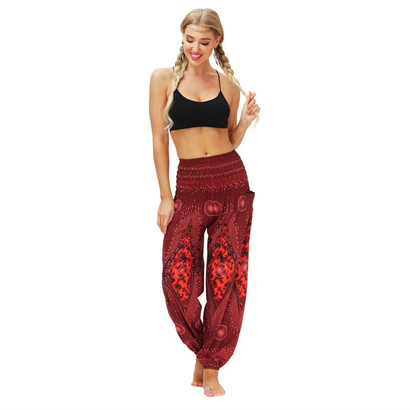 the YOGI - Boho Loose Yoga Pants High Waist Elasticity