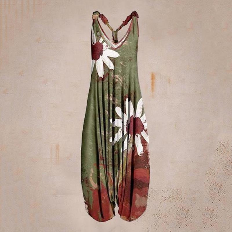 the BOHO ROMPER - Sleeveless Print Casual Bib Dress