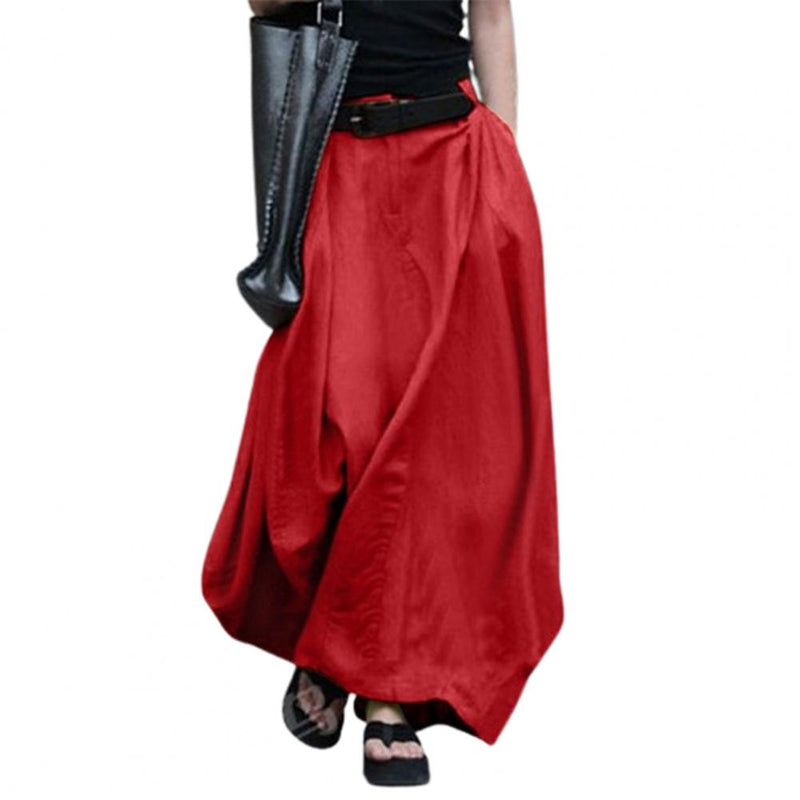 the SWAGGER - High Waist Solid Cotton Linen Large Hem Skirt