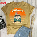 the CALIFORNIA SURF - Retro Wagon Hippie Short Sleeve Print Ladies T-Shirt