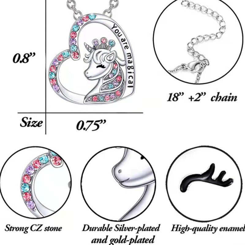 the CHARM - Love Children Unicorn Cartoon Clavicle Chain Necklace