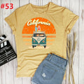 the CALIFORNIA SURF - Retro Wagon Hippie Short Sleeve Print Ladies T-Shirt