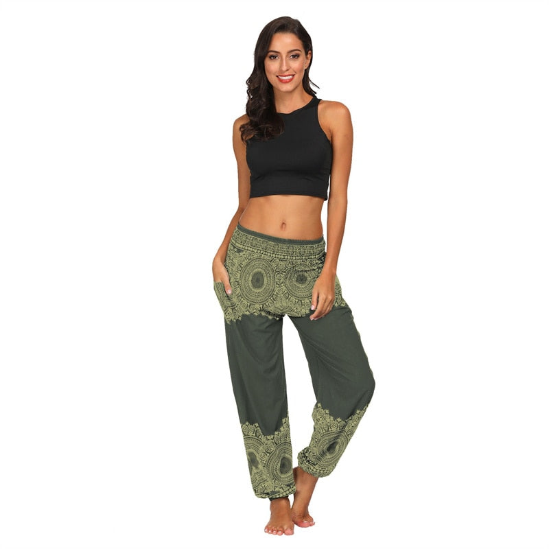 the YOGI - Boho Loose Yoga Pants High Waist Elasticity