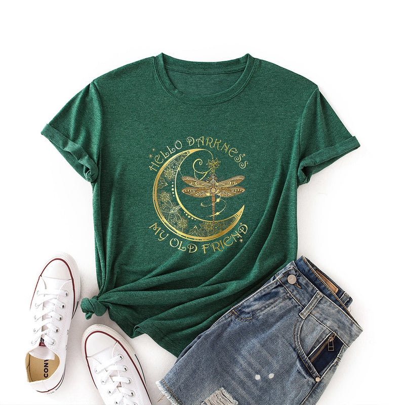 the DARKNESS - Hello Darkness My Old Friend Hippie Dragonfly T-Shirt