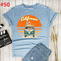 the CALIFORNIA SURF - Retro Wagon Hippie Short Sleeve Print Ladies T-Shirt