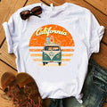 the CALIFORNIA SURF - Retro Wagon Hippie Short Sleeve Print Ladies T-Shirt