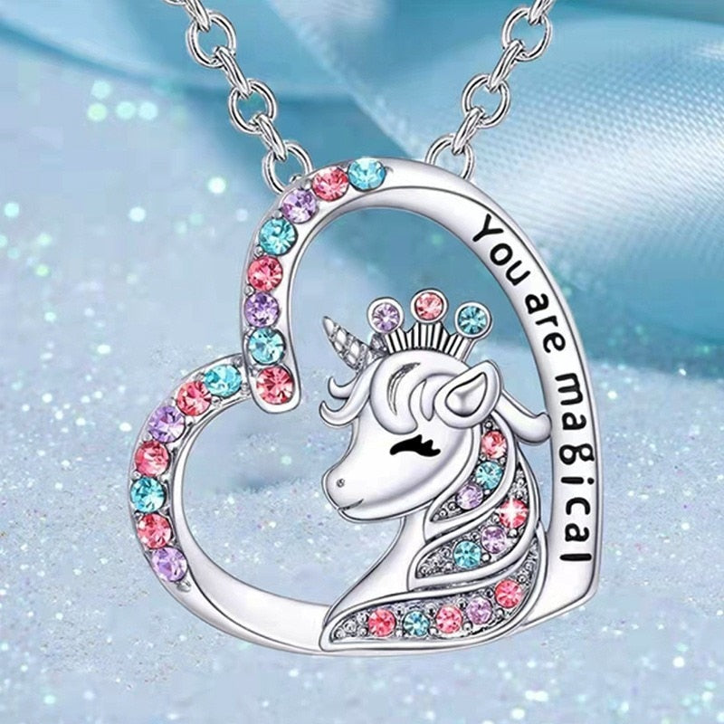 the CHARM - Love Children Unicorn Cartoon Clavicle Chain Necklace