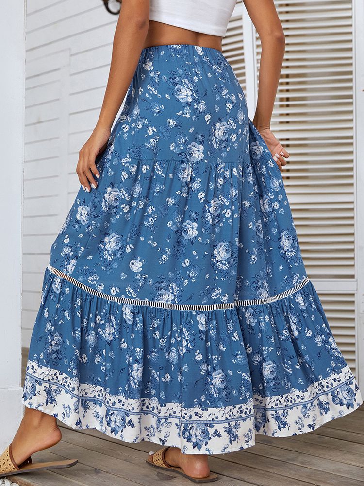 the SOUTHERN CHARM - Floral Print A-Line Maxi Skirt