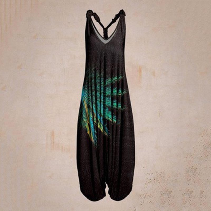 the BOHO ROMPER - Sleeveless Print Casual Bib Dress