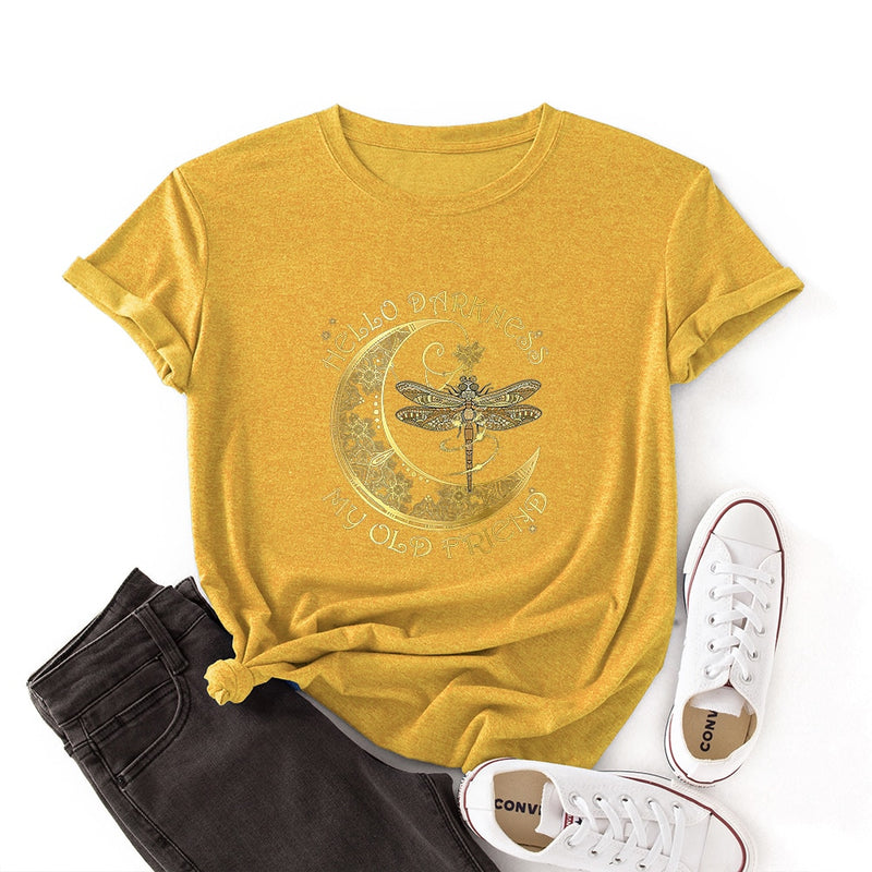 the DARKNESS - Hello Darkness My Old Friend Hippie Dragonfly T-Shirt